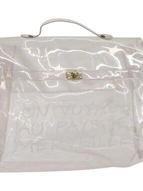 HERMES Vinyl Kelly Hand Bag Vinyl Clear Auth bs31863